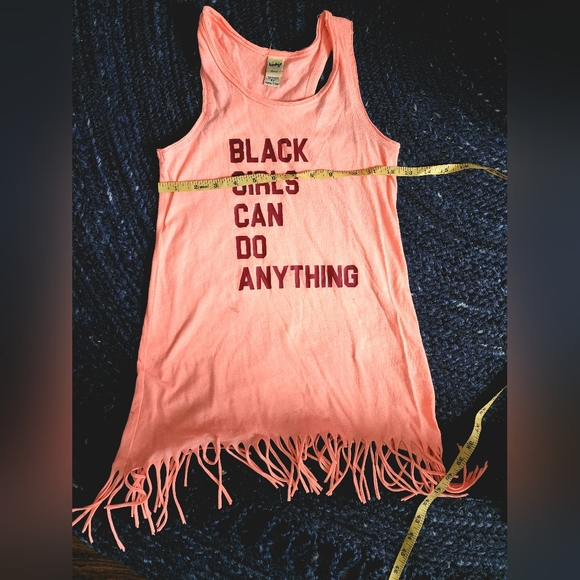 Black girls can do anything racerback tank top with fringes slight smudge - Picture 3 of 4